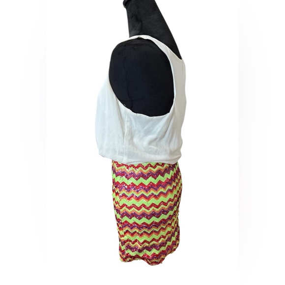 Sequin Hearts Blouson Dress with Multicolor Chevron Sequins- Size Medium - Picture 3 of 11
